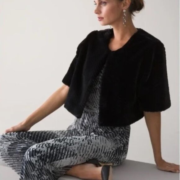 White House Black Market Super Soft Faux Fur Bolero STYLE: 570337846 Size S - Picture 5 of 13